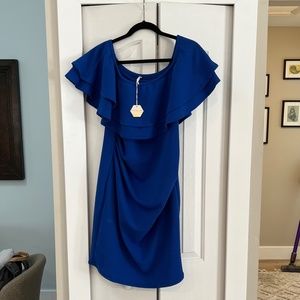 Royal Blue Off Shoulder Ruched Maternity Dress